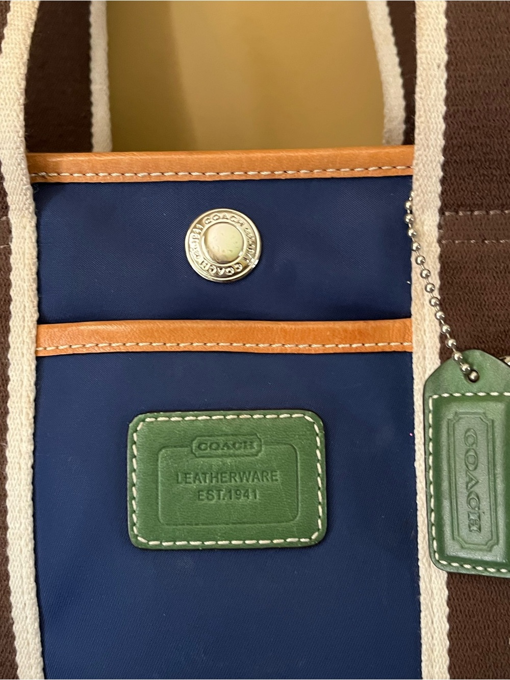 Vintage Coach Weekend Mini Hampton Tote 6261 Purse Blue and Green - Picture 2 of 16